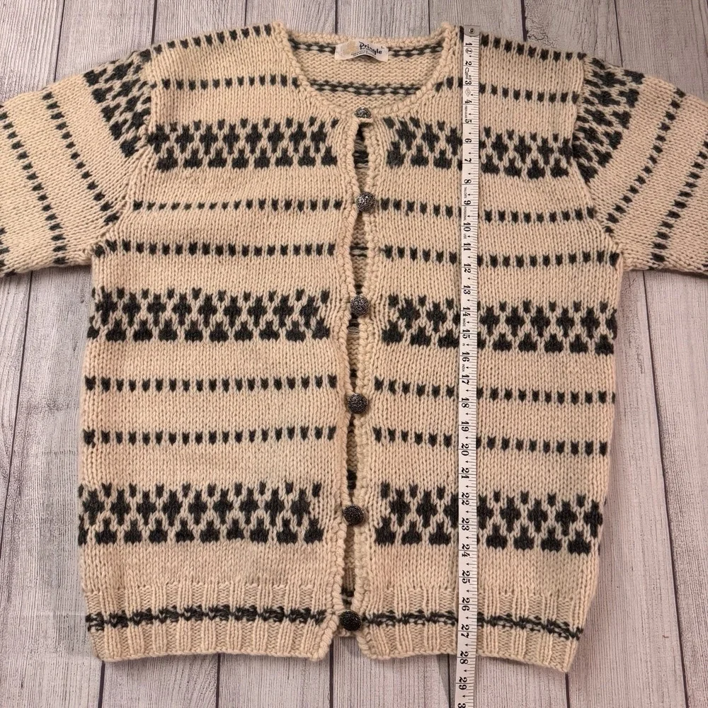 Vintage Pringle Of Scotland Women's L Shetland Wool Fair Isle Cardigan Sweater